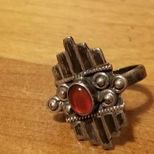925 Sterling Silver Ring Carnelian Gemstone.